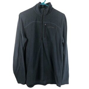Eddie Bauer Fleece Pullover Sweater Adult Medium Blue Quarter Zip Mock Neck Mens
